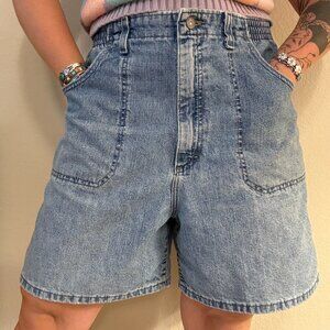 Vintage 90s Lee Denim Mom Elastic Waist Jean Shorts Large